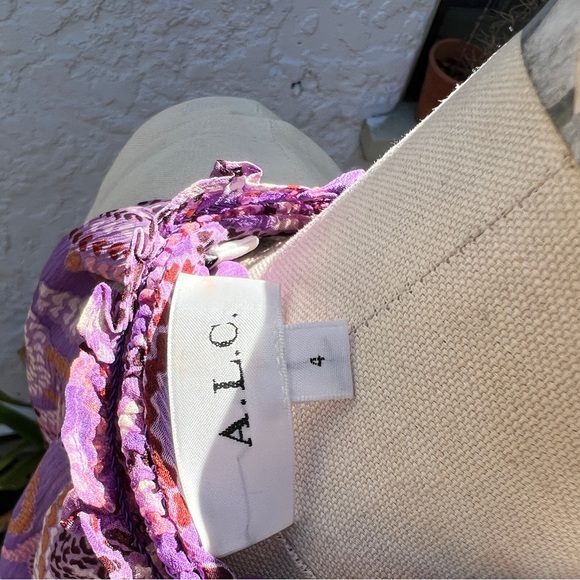 A.L.C. Dress, size 4, purple with tan, darker purple and cream leaf pattern - Picture 10 of 10